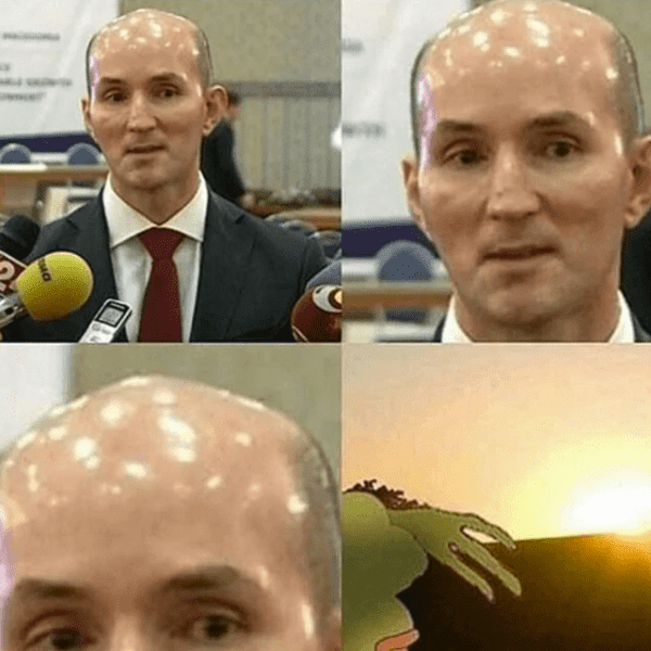 funny bald meme - shiniest head ever
