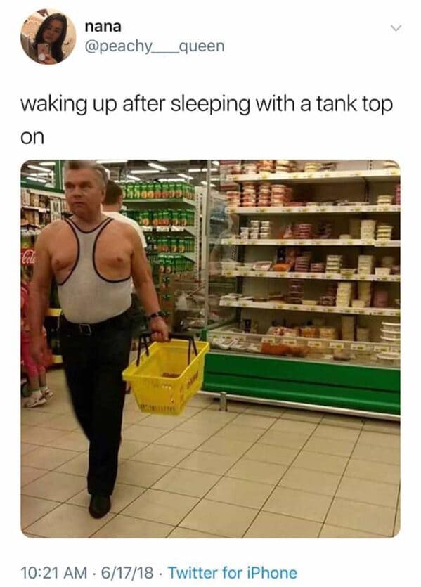 relatable boobs memes - sleepign with tank top on