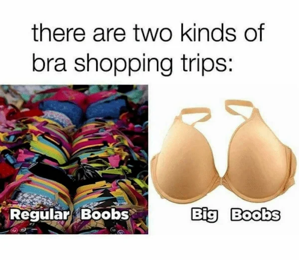 relatable boobs memes - bra shopping