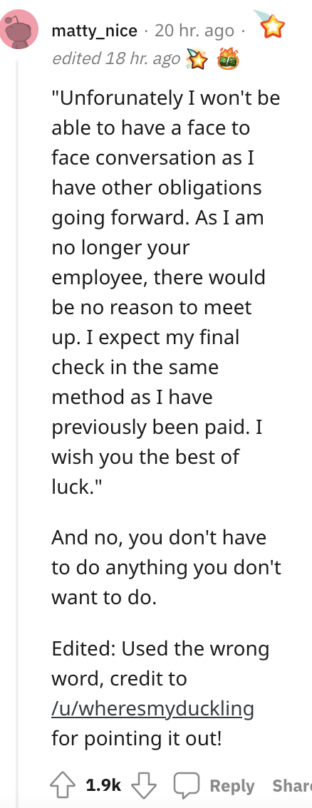 worker quits without notice - I expect my final check to be cut in the same method I have previously been paid