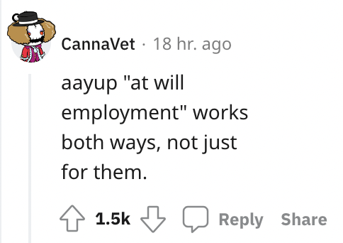 worker quits without notice - aayup"at will employment"
