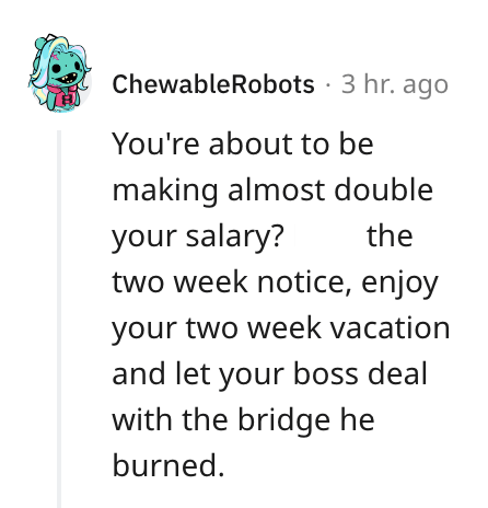 reddit work story - chewablerobots comment