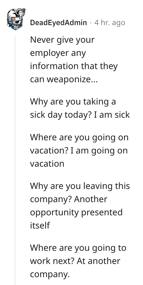 reddit work story - why are you taking a sick day?