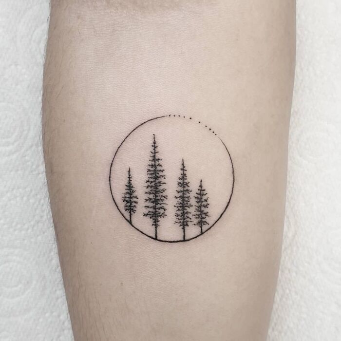 cool first tattoo ideas - pine trees