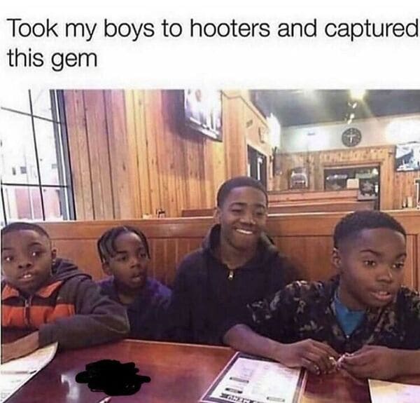 cringe-worthy parent - took the boys to hooters