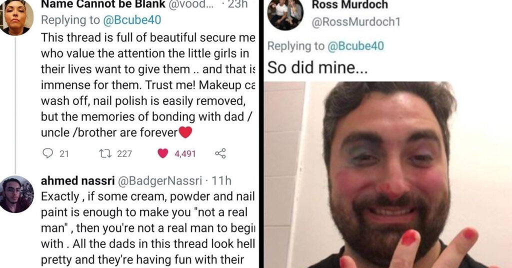 daughters doing dads makeup