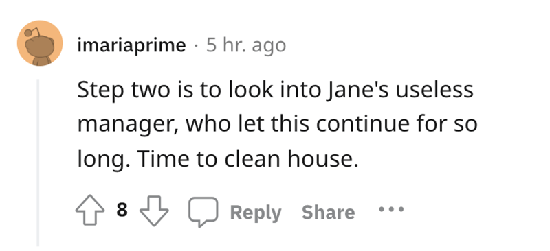 pro revenge story - step 2 is to look for jane's useless manager 