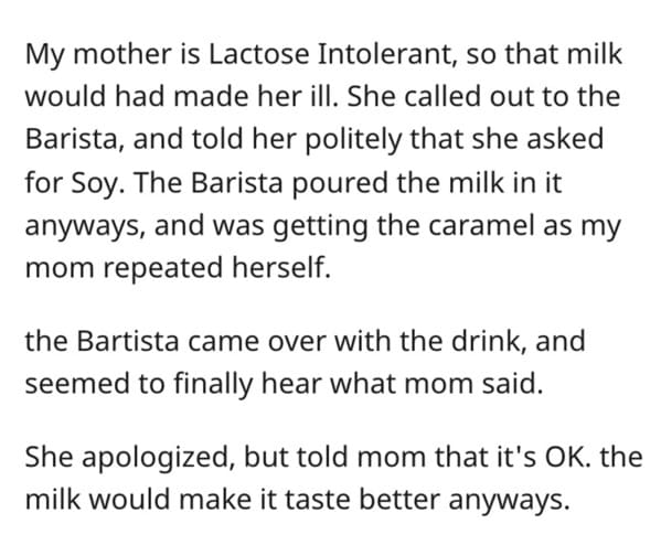 Entitled Barista Refused To Make Lactose-Intolerant Customer's Coffee Order Correctly - Jarastyle