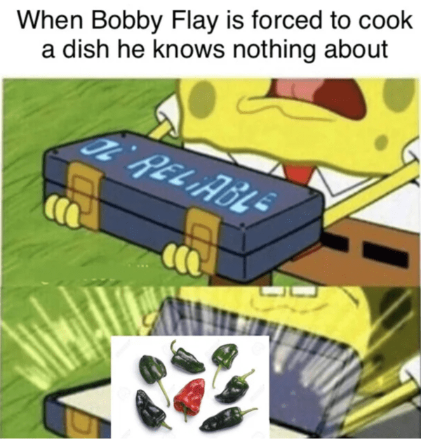 food network meme - bobby flay loves peppers