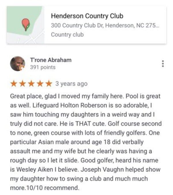 funny review - odd country club review