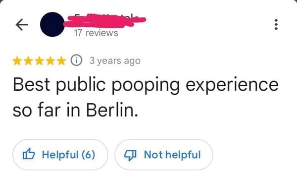 funny review - public pooping berlin