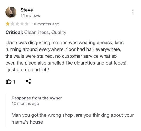 funny review - place was disgusting