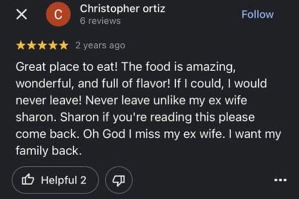 funny review - sharon please come back