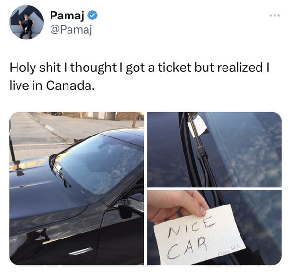 funny canadian tweets - nice car note on car