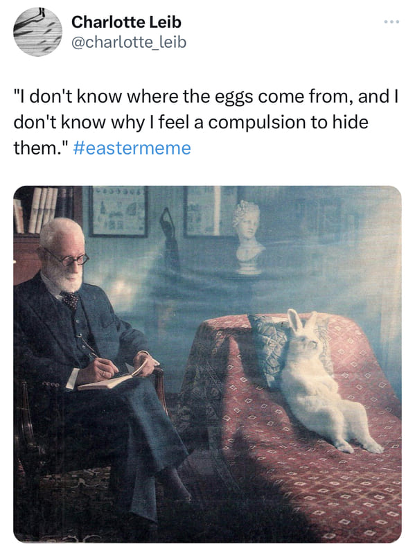 easter memes - easter bunny in therapy