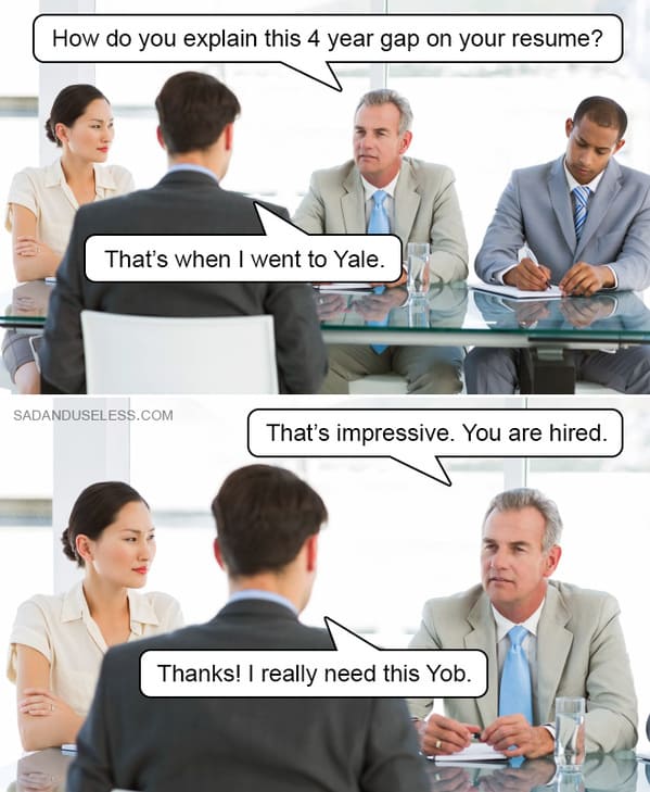 job interview memes - explain this gap