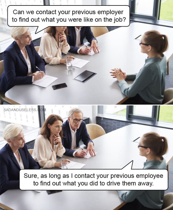 job interview memes - woman being interviewed
