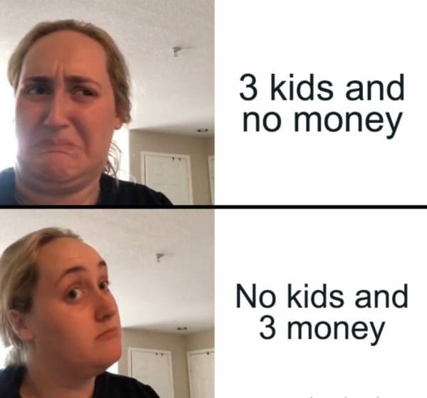 money meme - 3 kids and no money