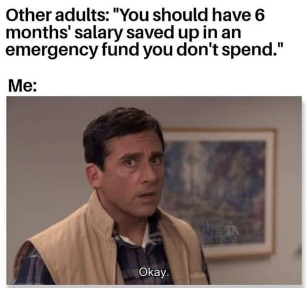 money meme - adults should have savings