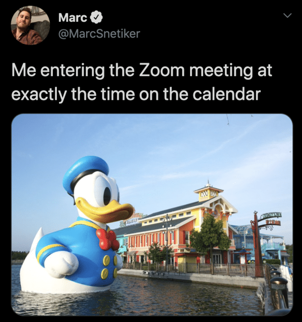 zoom meme - entering meeting exactly on time