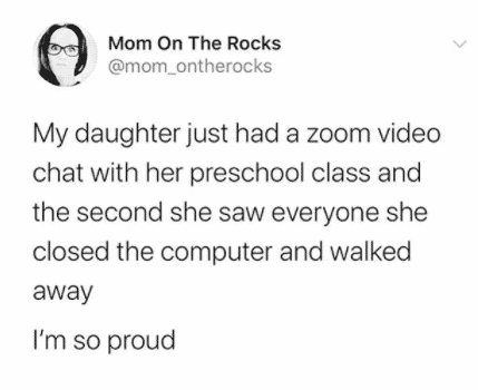 zoom meme - daughter's zoom meeting with preschool