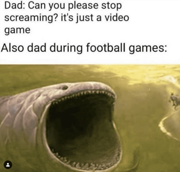 funny gaming meme - dad during football games