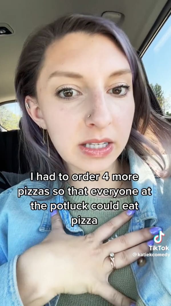 one pizza to potluck - katiekcomedy - i had to order 4 more pizzas so that everyone at the potluck could eat pizza