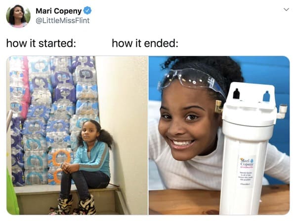 wholesome how it started vs how it's going memes - bottled water Brita filter