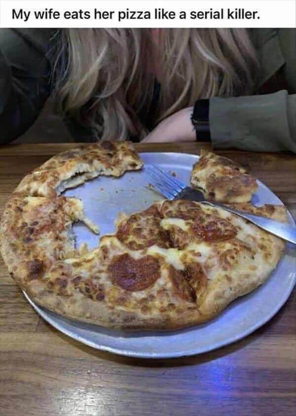 married couple fail - eating pizza like a psycho