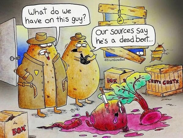 funny inappropriate comics - fruit gone bad - dead beet crime scene
