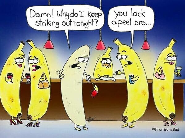 funny inappropriate comics - fruit gone bad - lack a peel banana