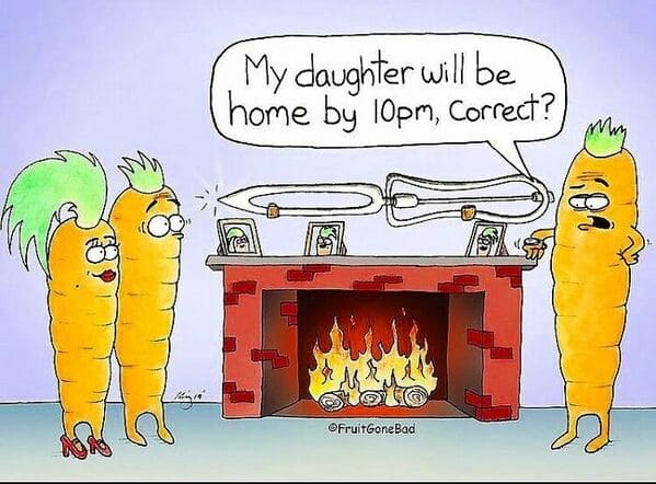 funny inappropriate comics - fruit gone bad - carrot peeler date daughter