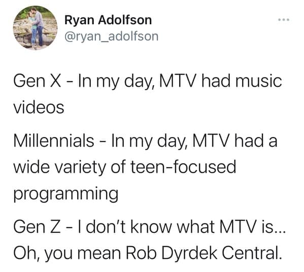 millennial roasts - mtv had music videos - rob dyrdek central