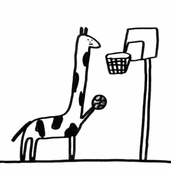 constant bagel therapy - giraffe playing basketball