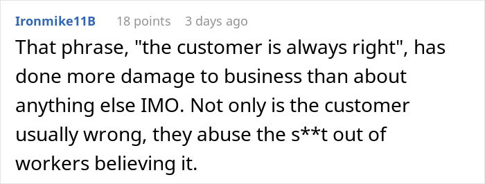 petty revenge post - The phrase "the customer is always right" has done damage 