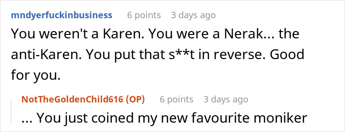 petty revenge post - You weren't a Karen