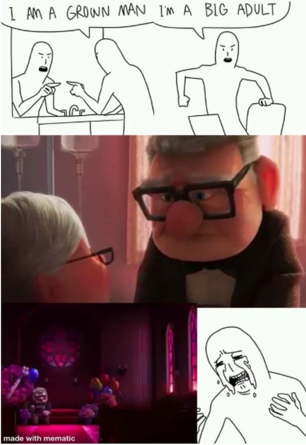 pixar meme - crying at the end of up