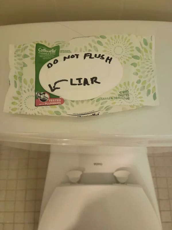 plumbing fails - do not flush wipes tested with plumbers liar