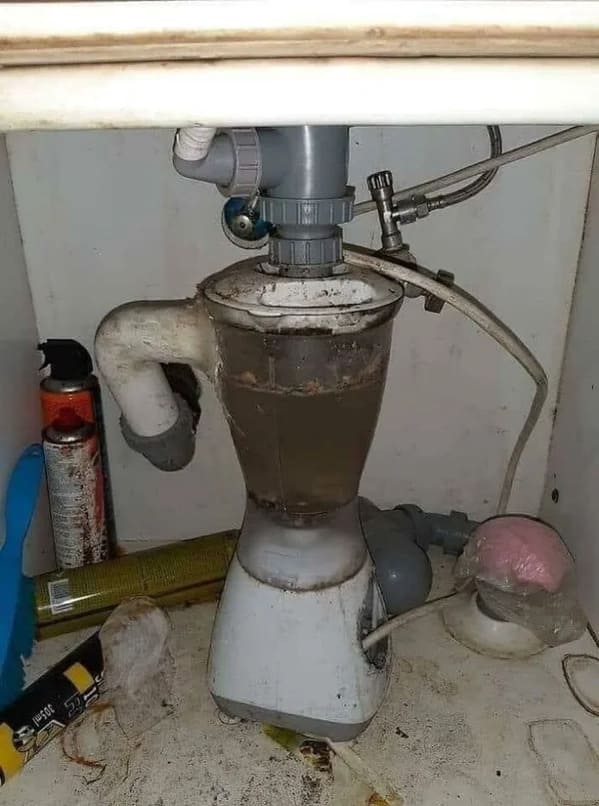 plumbing fails - blender under sink