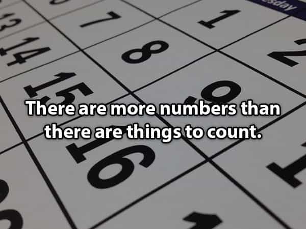 There are more numbers than there are things to count.