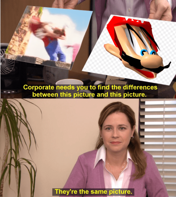super mario movie memes - they are the same picture pam