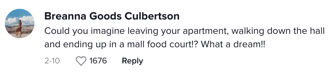 mall into apartments tiktok - leaving your apartment and going into the food court