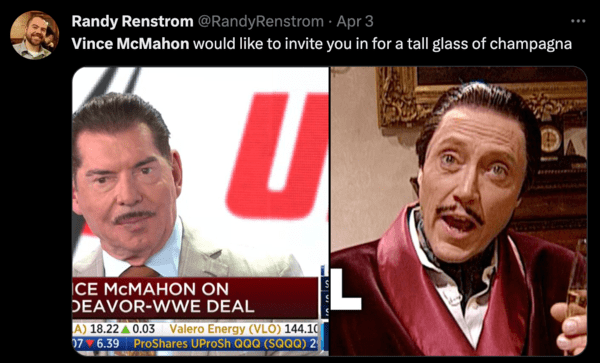 vince mcmahon meme - tall glass of champagne