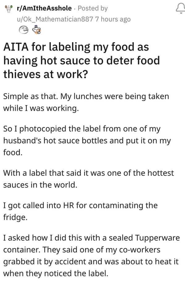 Coworker's Spicy Food Theft Revenge Plan Takes Unexpected Turn As They Accidentally Self-Report - Jarastyle