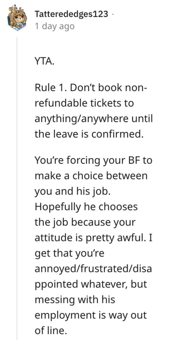 Boss Makes Woman's Boyfriend Cancel Pre-Planned Vacation, So She Demands Boss Reimburse Her For Trip - Jarastyle