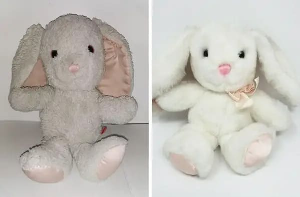 stuffed animals before and after - bunny