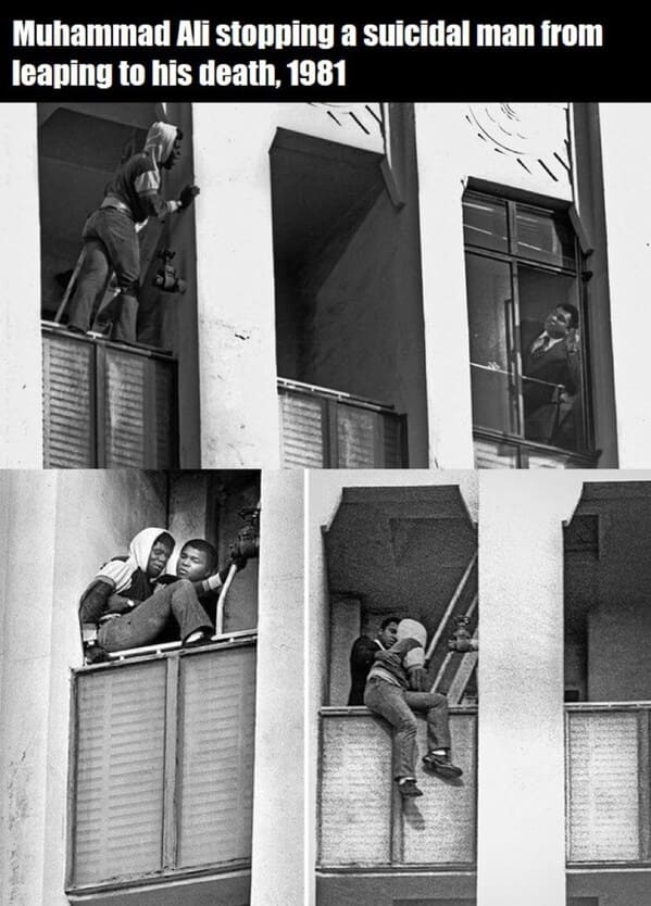 bros helping bros - muhammad ali stopping a suicidal man from jumping