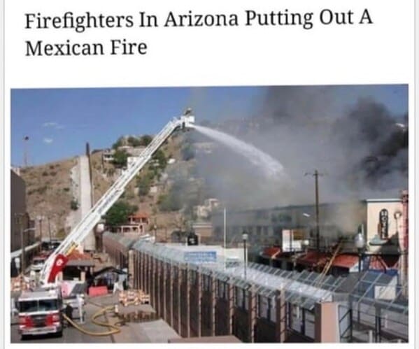 bros helping bros - firefighters in arizona putting out a Mexican fire