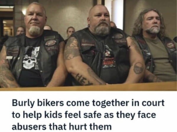 bros helping bros - burly bikers come together to help kids feel safe as they face abusers that hurt them