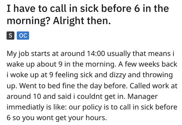 Boss's Demand For Employees To Call Out Sick Before 6AM Backfires - Jarastyle